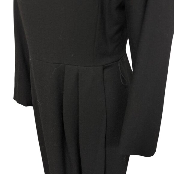 Vintage Spenser Jeremy Black Wool Long Sleeve Midi Dress Size 10 Made In USA LBD - Picture 6 of 14